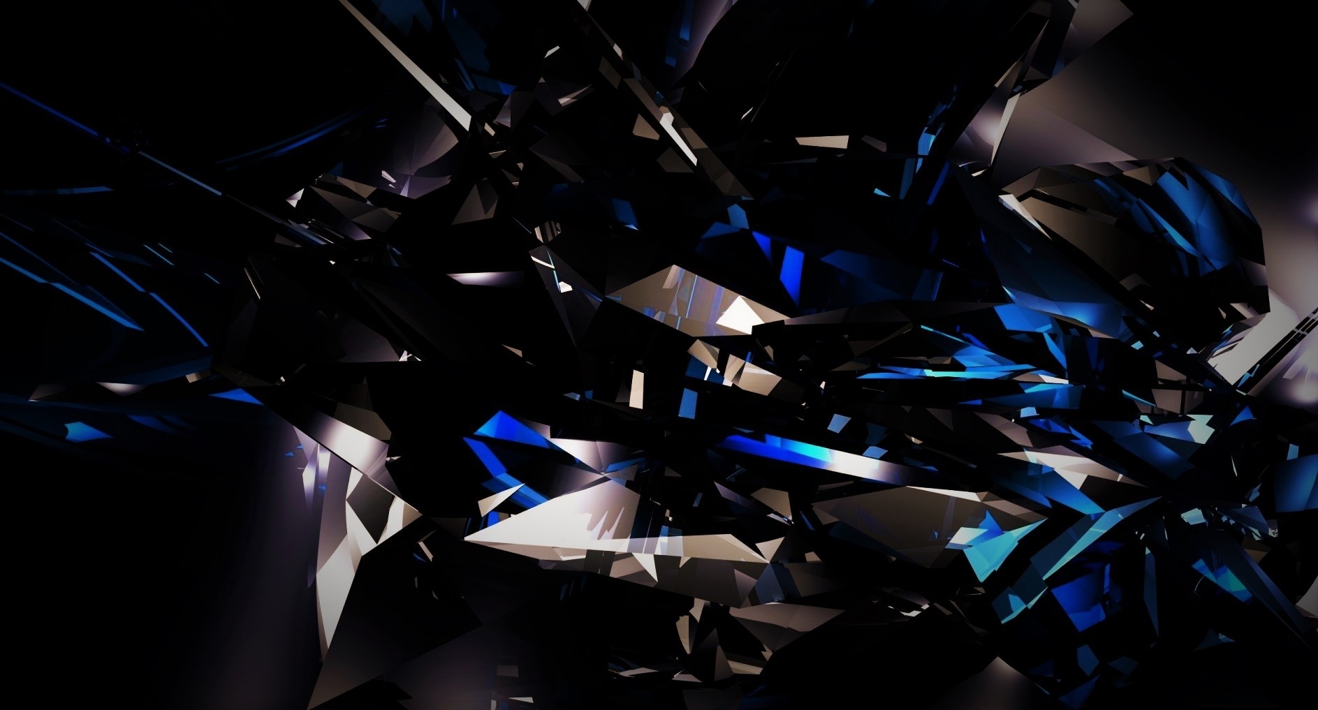 black, dark, abstract, 3d, shards, glass, blue, bright wallpapers hd