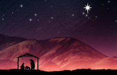 christmas nativity background. mary, joseph and baby jesus in a
