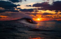 download wallpaper 1920x1080 sea, surf, wave, sunset hd background