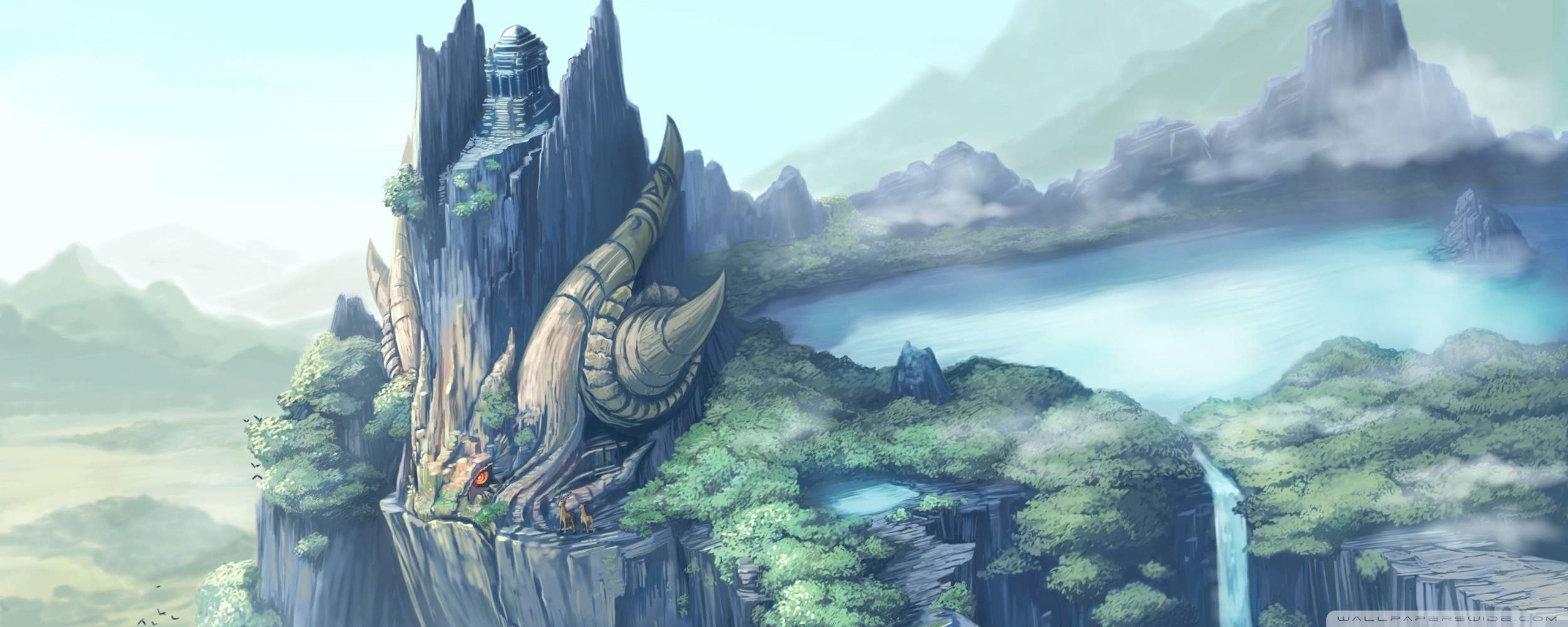 dragon castle fantasy art ❤ 4k hd desktop wallpaper for • dual