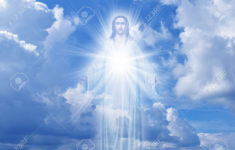 jesus christ in sky with clouds heaven stock photo, picture and