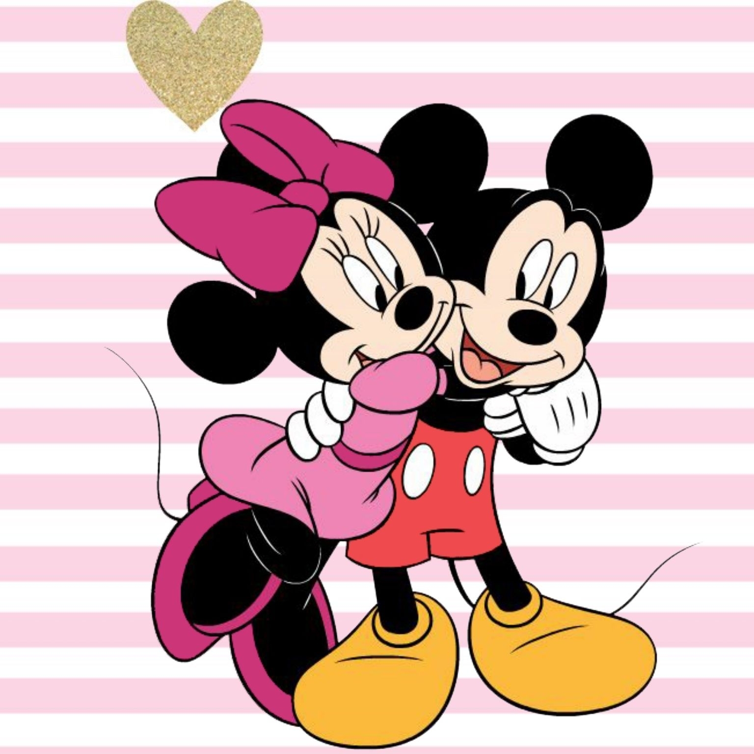 minnie giving a hug to her sweetheart mickey. | mickey and minnie
