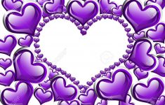 purple hearts with a copy-space of a heart shape isolated on.. stock