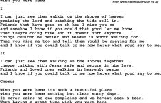 southern and bluegrass gospel song wish you were here lyrics